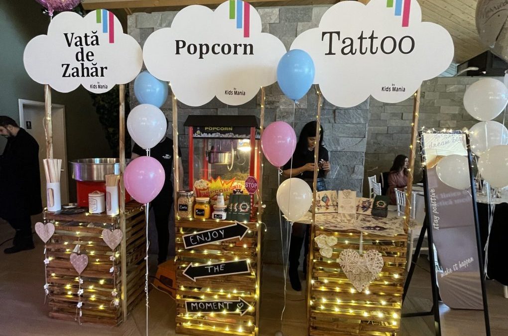 Trio magic la petreceri private in Iasi: vata de zahar, popcorn, tatuaje temporare